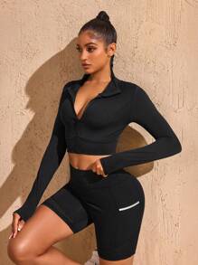 Easithlete Women's Solid Color Minimalist Everyday Long Sleeve Sports Jacket