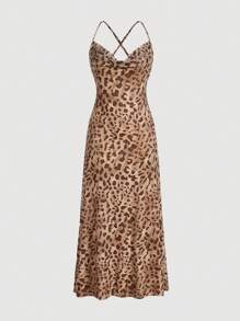 SHEIN Privé 女士豹纹细肩带连衣裙