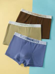 Conjunto de 3 piezas de calzoncillos deportivos transpirables de unicolor simples para adolescentes varones, verano - Multicolor - Ver 1