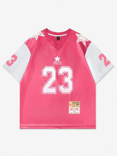 Street Life T-shirt de football scolaire pour hommes avec bloc de couleurs sportif, tissu brillant confortable, manches avec blocs de couleurs, col côtelé