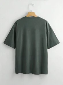 ROMWE Plus Size Women Gothic Style Graphic Print Loose T-Shirt - Green - View 2