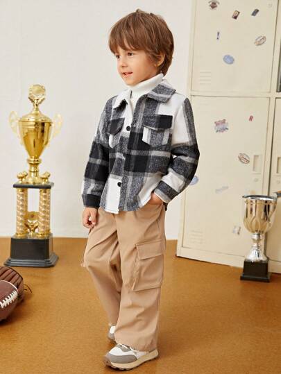 SHEIN Explorewe YoungBoy Long Sleeve Shirt, Suitable For Spring & Fall, Casual Daily & Outdoor Wear