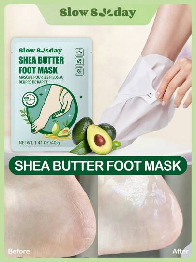 SlowSunday Shea Butter Foot Mask, With Niacinamide And Sodium Hyaluronate, Suitable For Business Trips And Travel, Cozy Fall & Winter Styles, Suitable For Autumn Winter, Y2K, For Halloweens, Party & Gifts, Thanksgiving & New Year, Thank You Gift, For Christmas,  Christmas Gifts