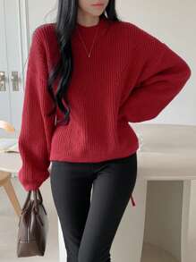 DAZY 女士灯笼袖半高领修身略宽松常规长度毛衣