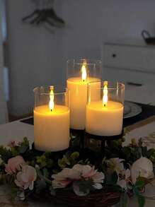 1pc/3pcs Mini Cute LED Water Drop Flicker Flameless Candle Lamp, Battery Powered Candle Decoration Light Suitable For Daily Holidays Ramadan Eid Al-Fitr Valentine's Day Halloween Christmas Thanksgiving Friends Party Family Dinner Birthday Party Proposal Special Decor Lamp, Cream White Suitable For Home Decor Living Room Study Kitchen Bathroom Bedroom Office Graduation Restaurant Bar Cafe Hotel Table Full Of Romantic Atmosphere