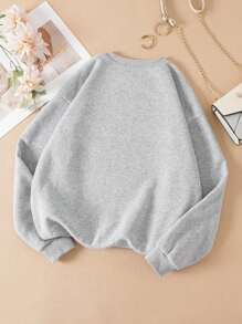 SHEIN EZwear 籃球和字母圖案保暖套頭衫