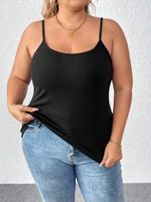 SHEIN CURVE+ Plus Size Women's Solid Color Casual Elegant Camisole Tank Tops, Multi-Pack