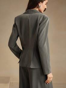 Anewsta Women Urban Styles Solid Color Lace-Up Jacket - Grey - View 2