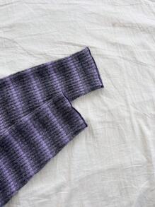 Soleia Parte superior corta de punto con dobladillo retorcido, parte superior corta cruzada con hombros descubiertos y degradado de color en escote en V para mujer