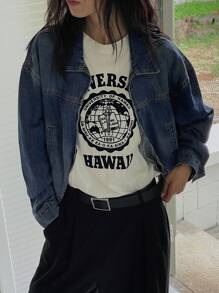 DAZY Women Casual Denim Jacket, Spring Autumn - Medium Wash - View 10