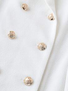 SHEIN Clasi Áo khoác blazer dài tay ôm sát thanh lịch hai hàng khuy ve ve dành cho nữ - trắng - Xem 4