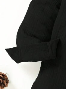 Souflis Souflis Young Boy Solid Color Front Button Long Sleeve Simple Casual Shirt