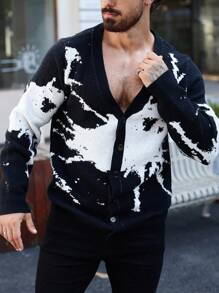 Manfinity LEGND Áo len cardigan dài tay màu tương phản cỡ lớn cho nam vào mùa thu đông - Nhiều màu - Xem 8