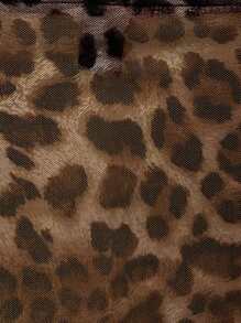 INAWLY Blusa sexy de mujer talla grande con adorno de malla, estampado de leopardo y flores