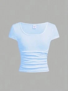 Sparklyn Set de 2 piezas Blusa de niña preadolescente de manga corta con cuello cuadrado