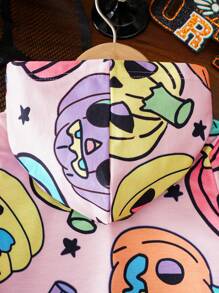 SHEIN Playful Pals Baby Mädchen Übergrößer Kürbis Drucken Lustiger Stylischer Kapuzenpullover für Halloween
