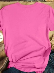 SHEIN EZwear Women Halloween Themed Printed Round Neck Short Sleeve T-Shirt