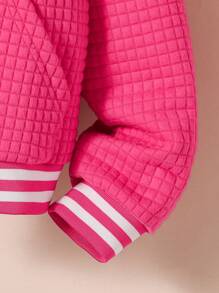 Tween 女童时尚休闲字母印花长袖连帽夹克 - 玫紅色 - 查看 5