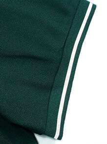 Manfinity Homme Men Contrast Trim Polo Shirt - Dark Green - View 3
