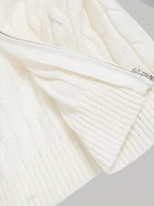 SHEIN MOD 女士学院风海军蓝和白色拉链开衫，休闲版型，秋冬女士毛衣，返校节，哥特式，警察服装 - 藏蓝色 - 查看 6