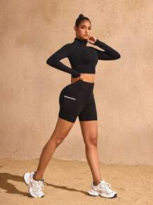 Easithlete Women's Solid Color Minimalist Everyday Long Sleeve Sports Jacket