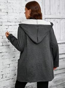 EMERY ROSE Chaqueta de felpa gris de talla grande para mujer, para otoño e invierno - Gris Oscuro - Ver 6