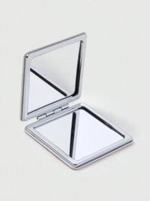 ROMWE Kawaii Gương trang điểm gấp gọn hình trái tim và nơ in toàn diện, di động - trắng - Xem 4