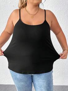SHEIN CURVE+ Plus Size Women's Solid Color Casual Elegant Camisole Tank Tops, Multi-Pack