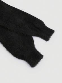 SHEIN MOD Pull femme noir et gris doux 2 en 1, manches longues, pull col cranté femme pour l'automne/l'hiver, pour le retour au foyer, décontracté chic, coupe courte, style gothique - Noir - Voir 4