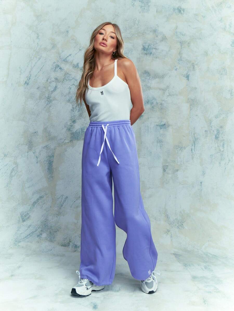MISSGUIDED Embroidered Logo Bow Hem Detail Sweatpant With Drawstrings ...