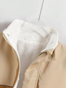 Tween 女童花卉印花卡其色休闲夹克 - 卡其色 - 查看 3