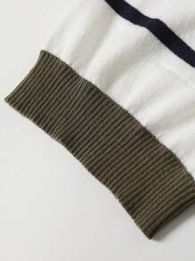 Manfinity Homme Men's Spring & Autumn Casual Color Blocking Short Sleeve Knit Top - Dark Green - View 7