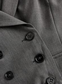 Firerie Women's Dark Gray Suit Vest Top And Long Half-Body Skirt Two-Piece Set,Skirt Two-Piece Set,Suit Vest Two Piece Set,Teacher Clothes,Fall Women Outfits,Perfect For Everyday, Commuting, Dating, Back-To-School Season, Winter, Business Casual, Elegant - Dark Grey - View 10