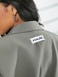 Hauture Women's Solid Color Minimalist Daily Blazer - Grey - View 2