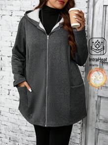 EMERY ROSE Chaqueta de felpa gris de talla grande para mujer, para otoño e invierno - Gris Oscuro - Ver 2