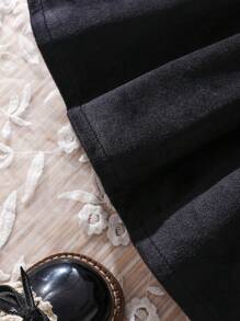 Baby Girl Color Block Lace Patchwork Casual Dress, Spring & Autumn - Black - View 8