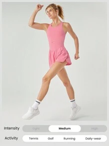 GLOWMODE Bộ đồ thể thao tập yoga hiệu suất 2 trong 1 không tay FeatherFit™ 2,5" viền cá heo cho phòng tập yoga mùa hè - Hồng - Xem 7