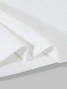 Teen Girl White Floral Applique Round Neck Short Sleeve T-Shirt Denim Skirt Two Pieces Set - Multicolor - View 5