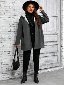 EMERY ROSE Chaqueta de felpa gris de talla grande para mujer, para otoño e invierno - Gris Oscuro - Ver 5