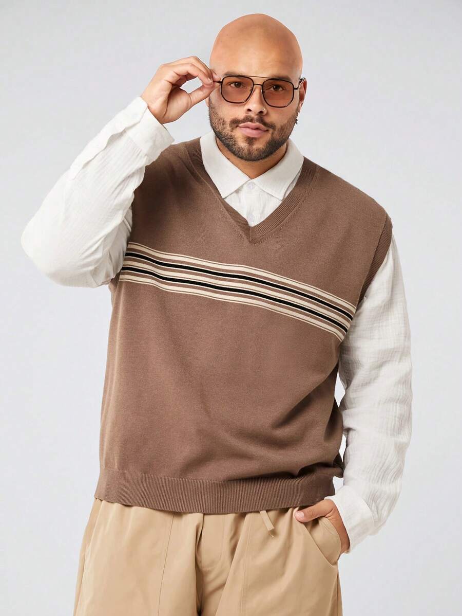 Manfinity VCAY 大码男士宽松针织毛衣背心