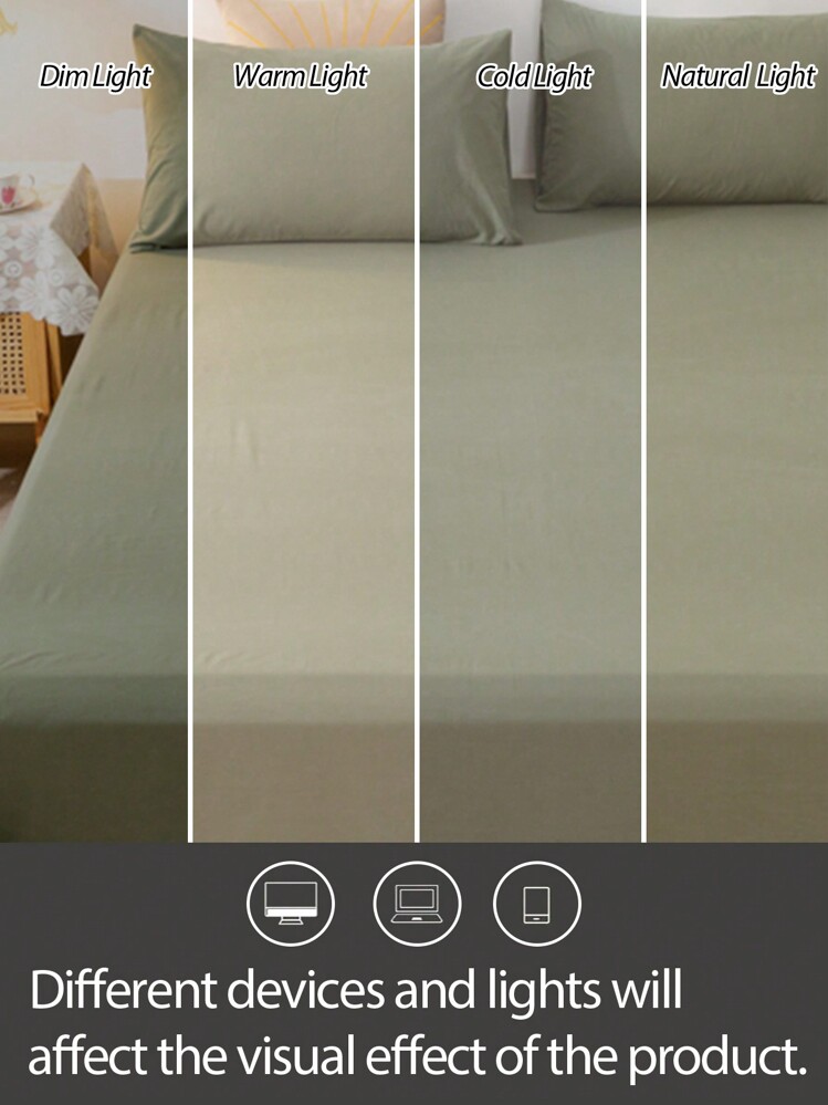 1pc , Yarn-Dyed ,Flat Sheet - Green - View 5