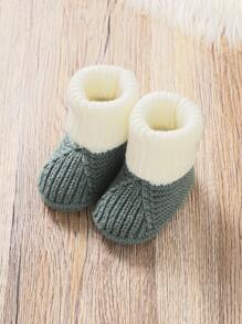 2 件套婴儿柔软针织连体衣、舒适长袖连体衣和配套婴儿鞋，休闲设计，适应宝宝的成长 - 綠色 - 查看 3