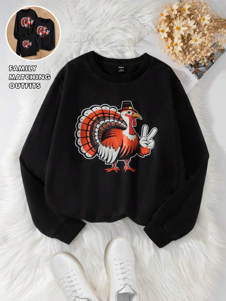 Sudadera con forro térmico para mujer, top de cuello redondo de manga larga para salidas familiares, otoño e invierno, Navidad, fiesta festiva, estampado