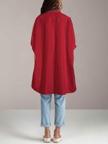 Women's Solid Front Button Batwing Sleeve Casual Loose Blouse