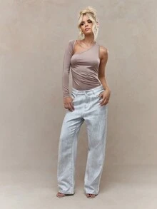 MISSGUIDED Asymmetric One Sleeve Cut-Out Back Bodysuit