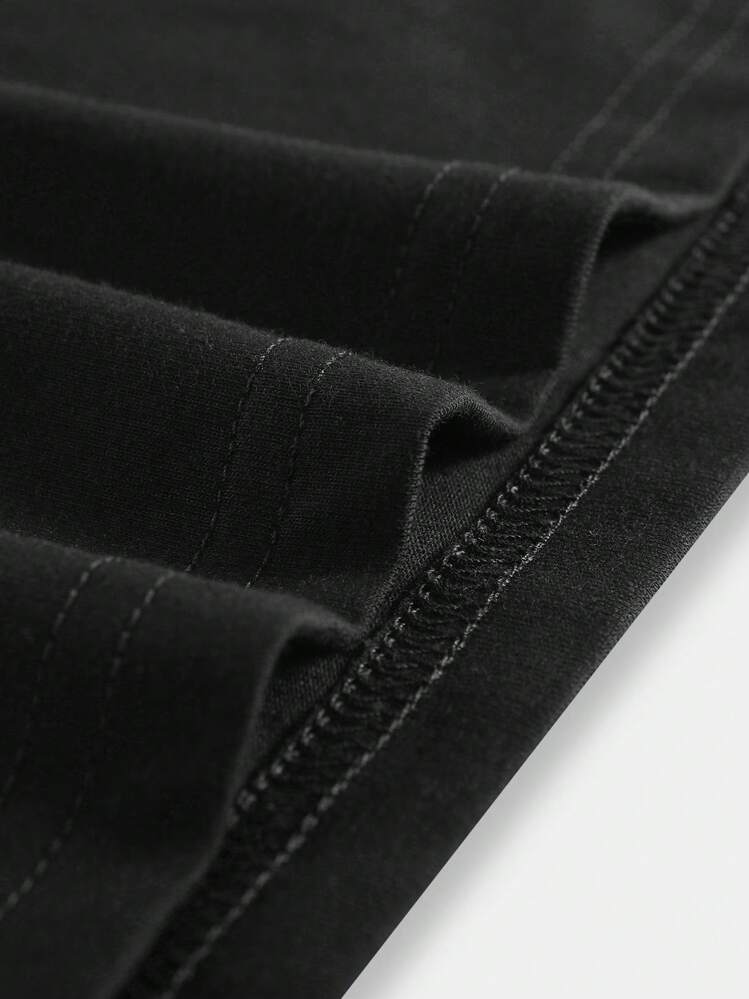 ROMWE MEN Goth Camiseta con gráfico de letras Y2K para hombres, escolar - Negro - Añade 4