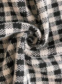 SHEIN Clasi Plus Size Houndstooth Pattern Cardigan Sweaterbusiness Casual Woman,Work Wear,Fall Wedding Guest Dress, - Khaki - View 7