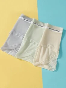 3pcs/Set Tween Girls Solid Color Briefs, Soft Breathable  Student Underwear - Multicolor - View 3