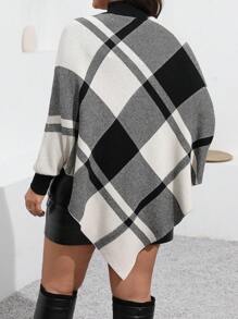 SHEIN LUNE 大码女式格子圆领长袖毛衣，适合冬季 - 彩色 - 查看 2