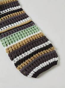 Chiquease Casual Colorblock Striped Hollow Out Knitted Sweater, Spring/Fall, Fall Winter - Multicolor - View 4